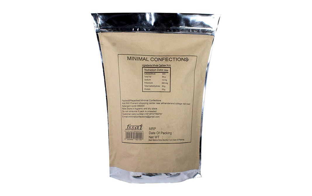 Minimal Cashew Nuts (Whole Cashew Nuts)   Pack  1 kilogram